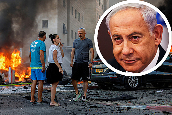 Izrael opt pod útokem. Ve výezu premiér Benjamin Netanjahu. (7. 10. 2023)