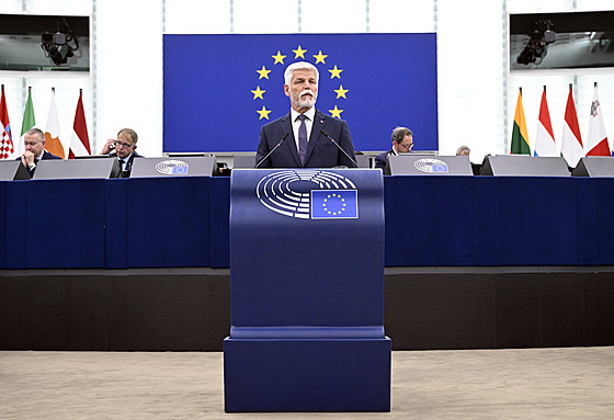 Prezident Petr Pavel  promluvil ped Evropským parlamentem ve trasburku. (4....