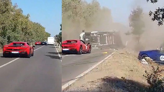 VIDEO: Zběsilá jízda luxusních aut na Sardinii. Pár při nehodě uhořel ve ferrari