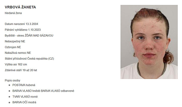 Policie hledá sedmnáctiletou dívku z Jihlavy. Může být v ohrožení života