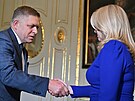 Prezidentka Zuzana aputová se v Bratislav setkala s Robertem Ficem, kterého...