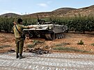 Izraelský tank nedaleko hranic s Libanonem (9. íjna 2023)