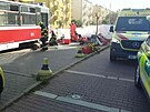 Nehoda tramvaje na Rennesk� t��d� v Brn�. Pod soupravou z�stal zakl�n�n� mlad�...