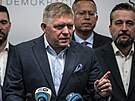 Tisková konference vítzné strany slovenských voleb Smr-SD v ele s Robertem...