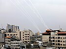 Palestinci odpalují rakety z Pásma Gazy na Izrael. (9. íjna 2023)