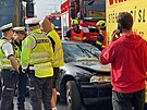 Dopravn� nehoda na Strakonick� ulici ve Velk� Chuchli v Praze (5. ��jna 2023)