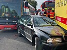 Dopravn� nehoda na Strakonick� ulici ve Velk� Chuchli v Praze (5. ��jna 2023)