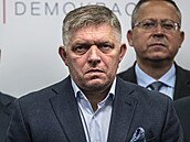 Tisková konference vítězné strany slovenských voleb Směr-SD v čele s Robertem...