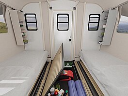 V karavanu se nalo místo pro úloný prostor v podlaze. Závsný systém u...