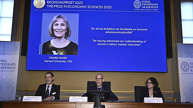 Nobelovu cenu za ekonomii za rok 2023 zskala Amerianka Claudia Goldinov z Harvardovy univerzity. (9. jna 2023)