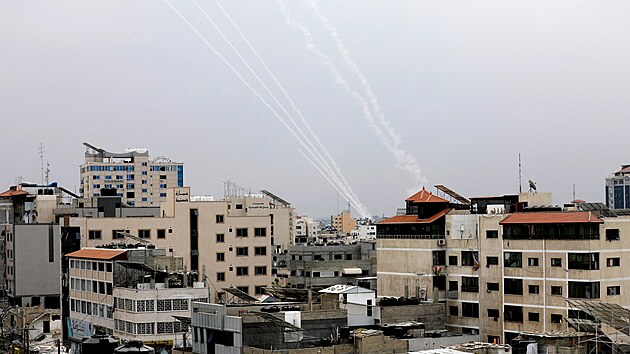 Palestinci odpaluj rakety z Psma Gazy na Izrael. (9. jna 2023)