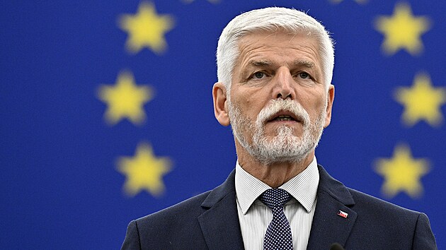 Prezident Petr Pavel  promluvil před Evropským parlamentem ve Štrasburku. (4....