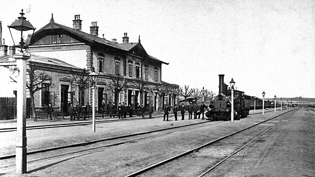 Stanice Chlumec nad Cidlinou na snmku z roku 1890