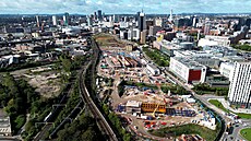 Výstavba HS2 v Birminghamu (3. íjna 2023)