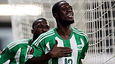 Alex Moussounda z Arisu Limassolu slaví gól v utkání Evropské ligy proti...