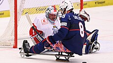 �eský branká� Martin Kudela �elí �anci Ameri�ana Jacka Wallaceho.