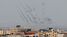 Palestinci z Gazy posílají rakety na Izrael. (8. íjna 2023)
