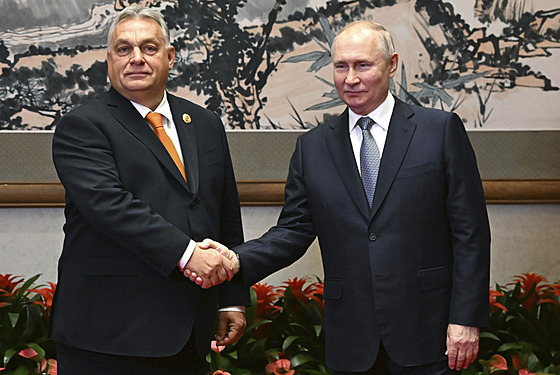 Maarský premiér Viktor Orbán a ruský prezident Vladimir Putin po jednání v...
