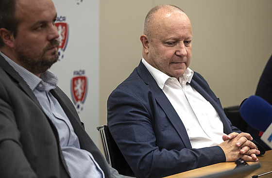 Pedseda fotbalové asociace Petr Fousek na tiskové konferenci po mimoádném...