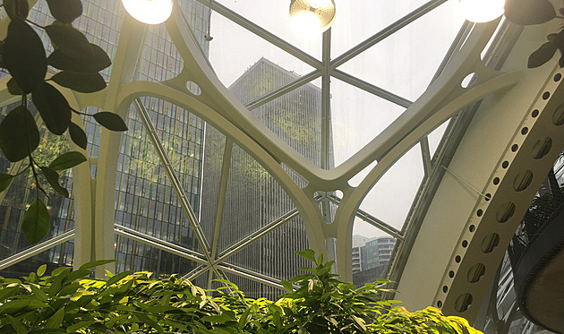 OBRAZEM: Amazon postavil v Seattlu obří skleník. Pracuje se tu i odpočívá