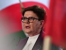Nkdejí polská premiéra Beata Szydlo na pedvolebním mítinku ve mst...
