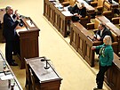 Jana ernochová (ODS) a Lubomír Metnar (ANO) pi projednávání návrhu nedvry...