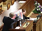 Andrej Babi (ANO) ve Snmovn, kde se hnutí ANO rozhodlo vyvolat hlasování o...