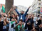 Palestinci protestují proti Izraeli ve mst Nablus. (18. íjna 2023)