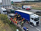 Dálnici D1 u Prhonic v úterý odpoledne uzavela nehoda tí nákladních aut a...