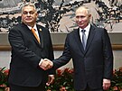 Maarský premiér Viktor Orbán a ruský prezident Vladimir Putin po jednání v...