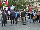 Demonstrace na podporu Palestiny na Václavském námstí v Praze