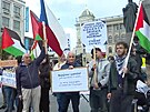 Demonstrace na podporu Palestiny na Václavském námstí v Praze