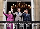 Dánská královna Margrethe II., princ Christian a korunní princ Frederik (Koda,...