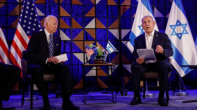 Prezident USA Joe Biden piletl do Tel Avivu. Krom izraelskch politik se Biden setk i s pbuznmi unesench Hamsem. (18. jna 2023)