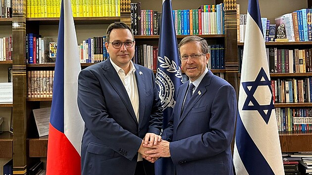 Ministr Lipavský s izraelským prezidentem Jicchakem Herzogem (10. října 2023)