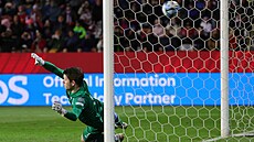 Branká� Mattias Lamhauge inkasuje gól z pokutového kopu v utkání proti �esku.