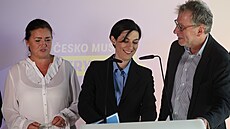 Tisková konference TOP 09 . Na snímku (uprosted) Markéta Pekarová Adamová...