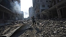 Zkáza způsobená izraelským leteckým bombardováním v Pásmu Gazy (11. října 2023)