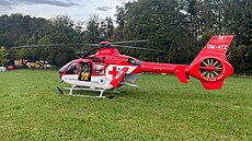 Záchranáský vrtulník u tragické nehody v Trlicku na Karvinsku (11. íjna 2023)