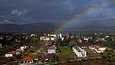Izraelská obec Metula u hranic s Libanonem (15. íjna 2023)