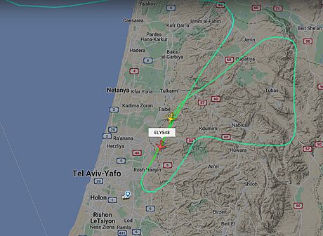 Let El Al z Prahy do Tel Avivu na snímku z Flightradaru24 (27. íjna 2023)