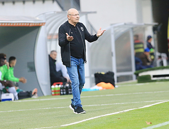 Trenér plzeských fotbalist Miroslav Koubek v zápase s Karvinou.