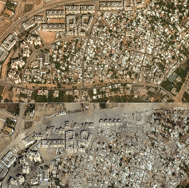 OBRAZEM: Gaza před a po. Satelitní snímky ukazují ničivost pomsty Izraele