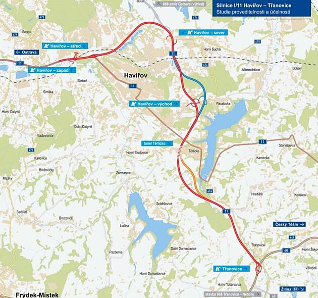 Trasa obchvatu Havíova s napojením na D48 mezi eským Tínem a...