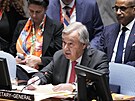 Generální tajemník OSN António Guterres pi setkání Rady bezpenosti OSN (24....