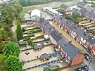 Následky boue Babet v Chesterfieldu v Anglii (21. íjna 2023)