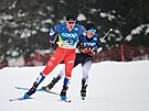 Bec na lyích Michal Novák (vpedu) bhem mistrovství svta v Planici.