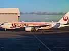 Boeing 767-346 spolenosti Japan Airlines vyzdobený postavikami od Disneyho...