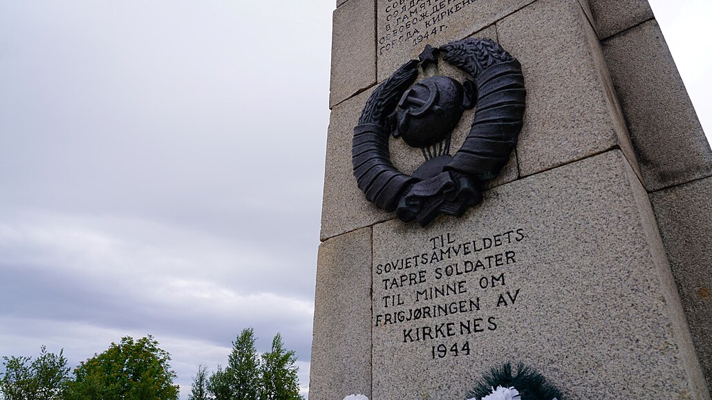 Památník osvobození v norském mst Kirkenes (4. ervence 2023)