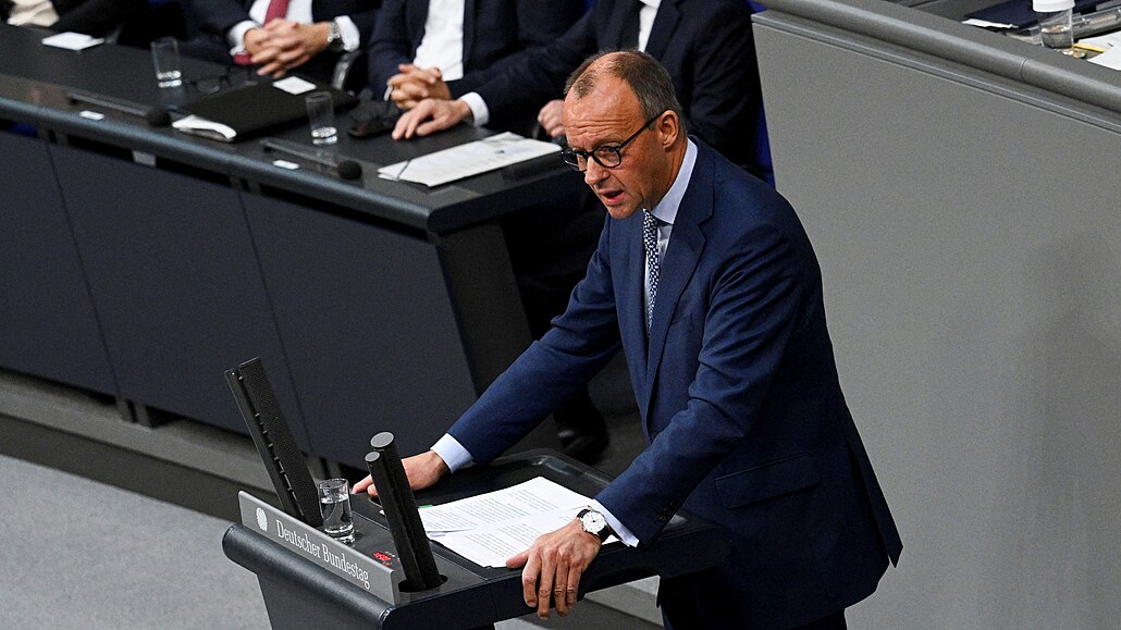 éf nmecké opoziní CDU Friedrich Merz v Bundestagu (19. íjna 2023)